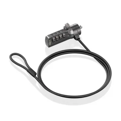 Aisens Cable de Seguridad de Acero con Cerradura de Combinación 4 Dígitos - Compatible con Kensington Lock - Revestimiento de Vinilo - Negro
