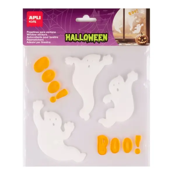 Apli Kids Pack de 11 Pegatinas Jelly de Halloween para Ventanas y Espejos - Diseño Fantasmas