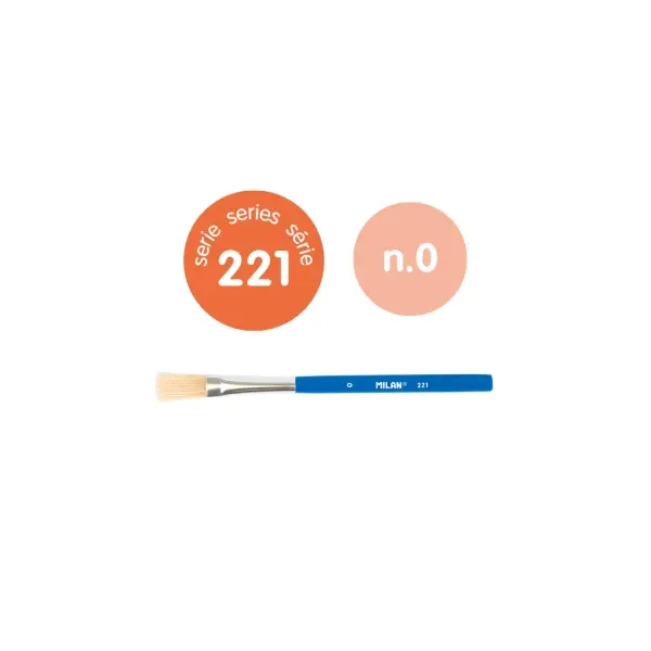 Milan 221 Pack de 10 Pinceles Planos para Cola y Tempera - Cerda Natural - Mango Corto