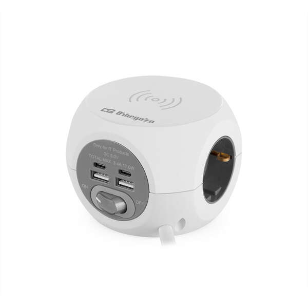Orbegozo En 4500 Enchufe 8 En 1 Carga Rapida Inalambrica - 3 Tomas De Tierra Vde - 2 Usb - 2 Usb-C - Cable 1.5M - Interruptor De Encendido/Apagado Ideal Para Viajes