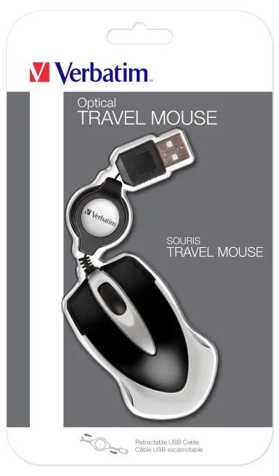Verbatim Ratón Go Mini USB Retráctil 1000 PPP Ultraportátil Negro
