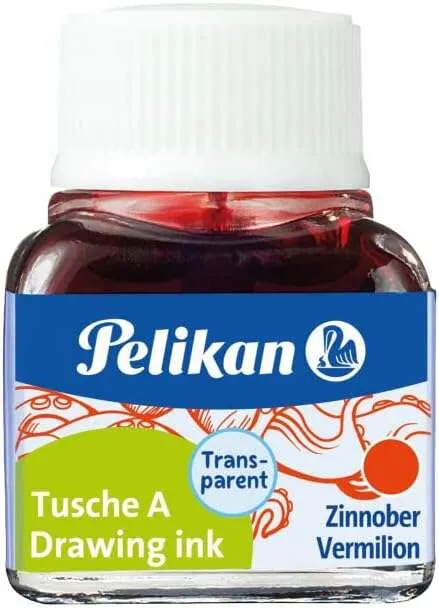 Pelikan Tinta China 523 10Ml N.3 - Botella De 10Ml - Ideal Para Dibujo Y Caligrafia - Color Bermellon