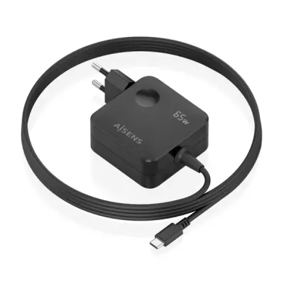 Aisens Cargador GAN 65W PD 3.0 USB-C con Cable de 1.5m - Color Negro