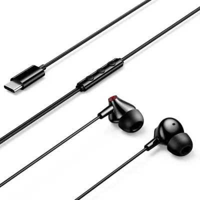 Vention Echo Lite Auriculares Intraurales USB-C con Micrófono y Altavoz de 12mm - Negro