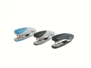 Rexel Bambi Mini Grapadora Metálica con Caja de 1.500 Grapas Nº25, Hasta 12 Hojas, Tacto Suave, 3 Colores Surtidos