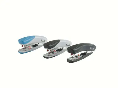 Rexel Bambi Mini Grapadora Metálica con Caja de 1.500 Grapas Nº25, Hasta 12 Hojas, Tacto Suave, 3 Colores Surtidos
