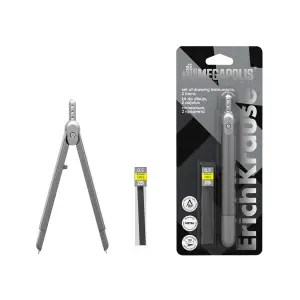 ErichKrause Compás Escolar 130mm con 10 Minas de Repuesto 2B, Color Plata
