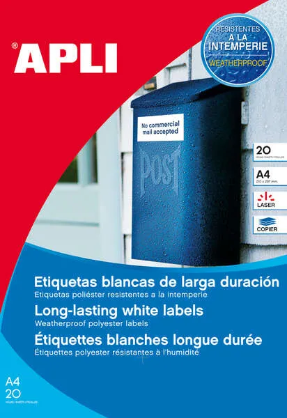 Apli Pack de 960 Etiquetas Blancas Resistentes a la Intemperie 45.7x21.2mm