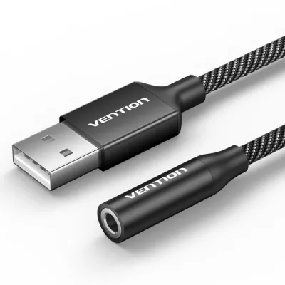 Vention Adaptador de Audio Jack 3.5mm Hembra a USB-C Macho 25cm Negro