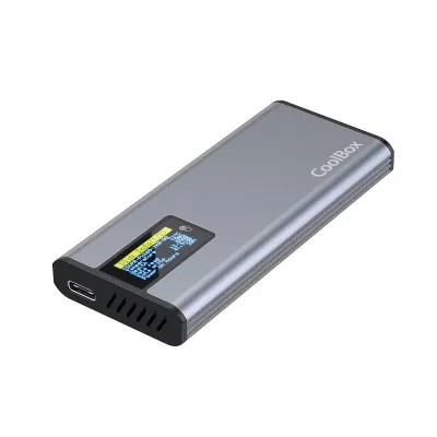 CoolBox Caja SSD M.2 NVME/SATA con Pantalla LCD Minichase PS32