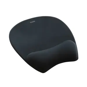 Tooq TQMP1002-B Alfombrilla Raton Ergonomica - Reposamuñecas Espuma Viscoelastica - Superficie Suave, Elastica, Transpirable y Resistente - Color Negro