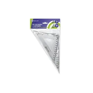 Bismark Pack de Escuadra 13cm y Cartabon 18cm - Fabricados en Plastico - Ideal para el Colegio - Transparentes