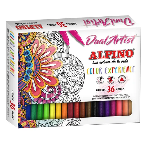 Alpino Rotuladores Color Experience Dual Artist Doble Punta Perfila/Colorea Estuche De 36 C/Surtidos