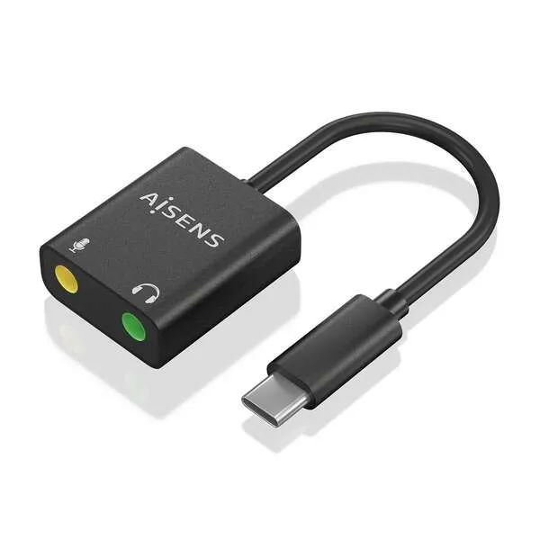 Aisens Conversor Usb-C A Audio 48Khz - Usb-C/M-2Xjack 3.5/H - 10Cm - Color Negro