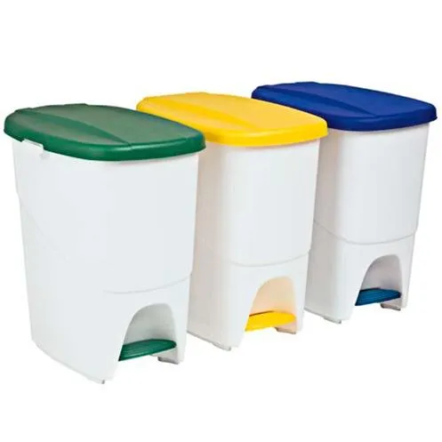 Papelera Con Pedal 25L Blanca y Verde