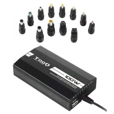Tooq Cargador Universal Para Portatil 100W - Usb - 12 Adaptadores - Voltaje 12-24V - Indicador Led