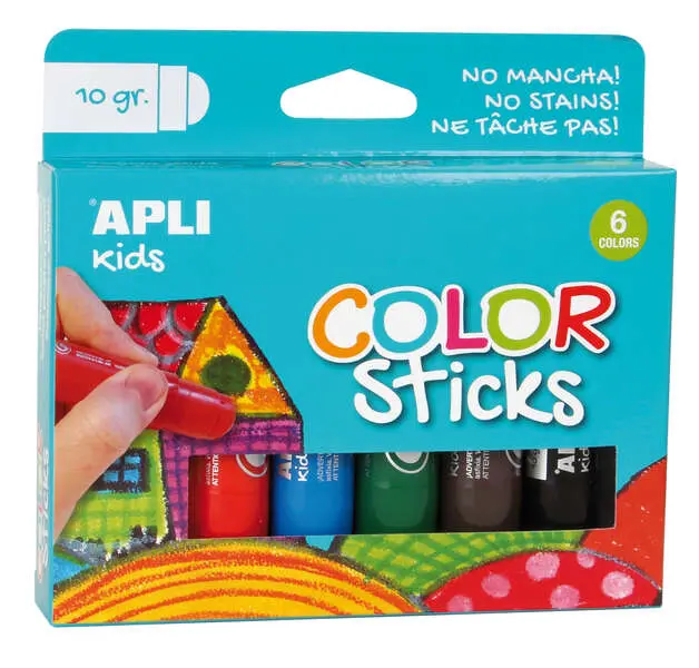 Apli Color Sticks Pack de 6 Temperas Sólidas 10g - Acabado Satinado y Secado Rápido