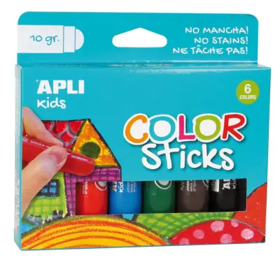 Apli Color Sticks Pack de 6 Temperas Sólidas 10g - Acabado Satinado y Secado Rápido