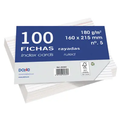 Dohe Fichas de Cartulina Offset Blanca 180g - 100 Unidades