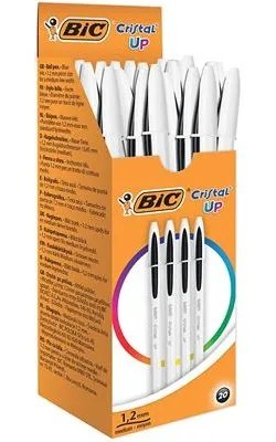 Bic Cristal Up Boligrafo De Bola - Punta De 1.2Mm - Tinta Con Base De Aceite - Cuerpo Blanco - Color Negro