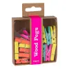 Apli Pinzas de Madera Fluorescentes - 15 Unidades en Caja Kraft con Eurohole