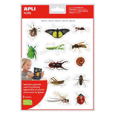 Apli Bolsa de Gomets Temáticos Realistas Insectos - 28 Adhesivos Removibles
