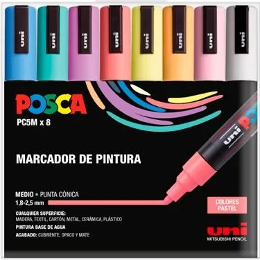 Posca Estuche de 8 Marcadores de Pintura Punta de Bala 1.8-2.5mm Colores Pastel