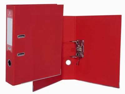 Bismark Archivador A-Z PVC A4 75mm Rojo con Tarjetero y Cartoneras Metálicas