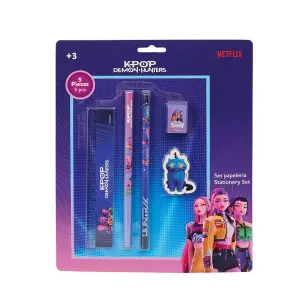 Safta K-Pop Demon Hunters Pack Escolar con 2 Lápices, Regla, Sacapuntas y Goma de Borrar