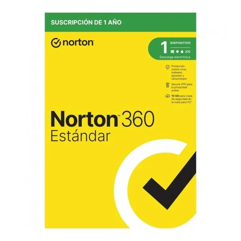 Norton 360 Standard 10GB 1 Usuario 1 Dispositivo 12 Meses Antivirus