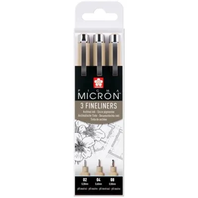 Talens Pigma Micron Fineliner Rotuladores Permanentes Estuche de 3 Negro