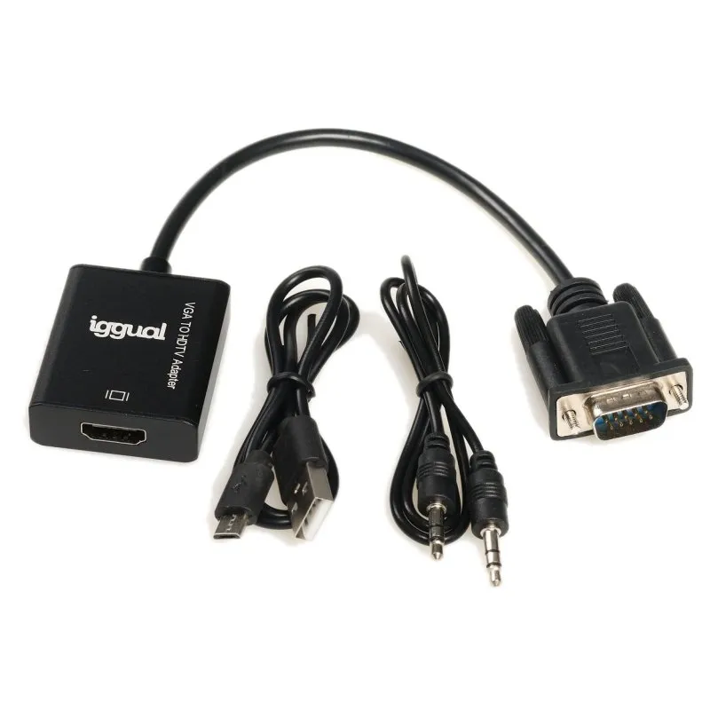 Iggual Adaptador Vga A Hdmi + Audio + Microusb