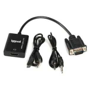 iggual Adaptador VGA a HDMI con Audio y MicroUSB