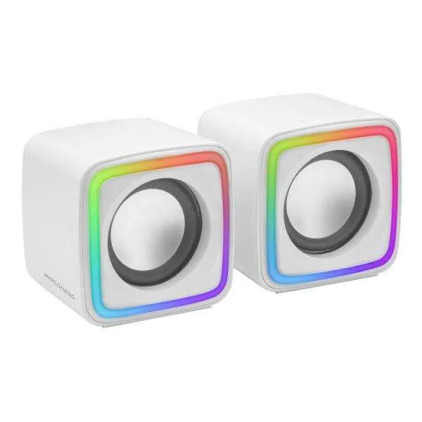 Mars Gaming Altavoces 2.0 MSCube White 8W RMS Sonido DSP Espacial Iluminación RGB