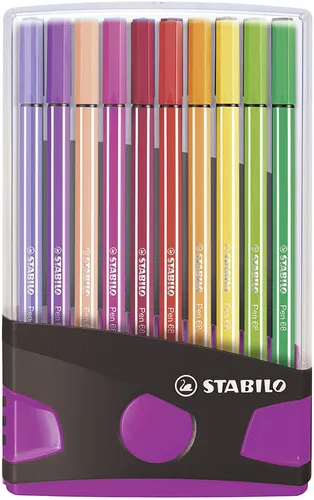 Stabilo Rotulador Pen 68 Colores Surtidos Estuche Parade Antracita-Rosa 20 Ud