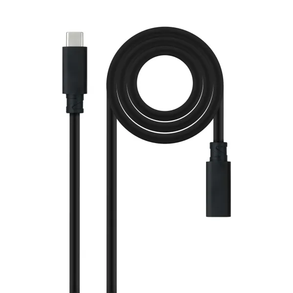 Nanocable Cable Prolongador Usb-C 3.2 Macho A Usb-C 3.2 Hembra - Gen2X2 20Gbp - 100W 5A - 4K 60Hz - 1 Metro - Color Negro