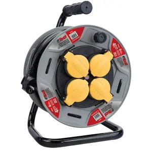 Elbat Enrollador Alargador 4 Shukos 25m con Protección Térmica 1100W/3200W
