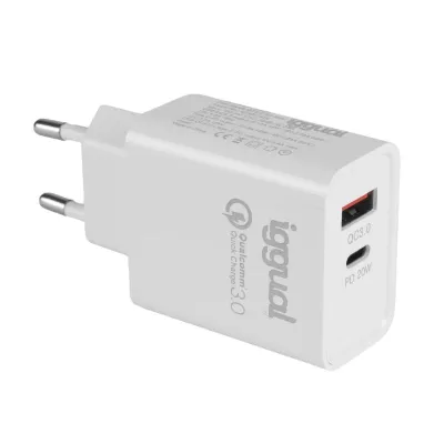 iggual Cargador Doble USB QC3.0 y Tipo C PD 20W