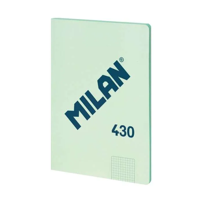 Milan Serie 1918 Libreta Encolada Formato A4 Cuadricula 5X5Mm - 48 Hojas De 95 Gr/M2 - Microperforado - Tapa Blanda - Color Verde