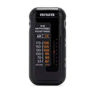 AIWA Radio Analógica Mini R-22BK AM/FM Hyperbass Color Negro