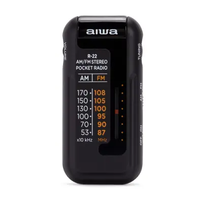AIWA Radio Analógica Mini R-22BK AM/FM Hyperbass Color Negro