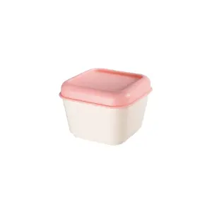 Milan Fiambrera Cuadrada 0.33L Apta Microondas, Lavavajillas y Congelador Beige/Rosa