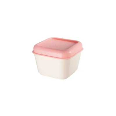 Milan Fiambrera Cuadrada 0.33L Apta Microondas, Lavavajillas y Congelador Beige/Rosa