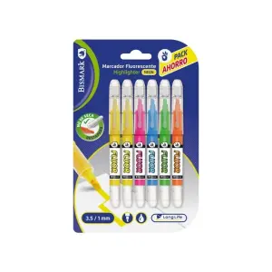Bismark Pack de 6 Marcadores Fluorescentes Neón con Punta Biselada - Colores Surtidos