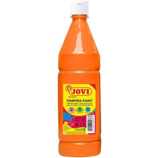 Jovi Tempera Paint 1000ml - Base Agua, Color Naranja, Secado Rápido, Alto Poder Cubriente