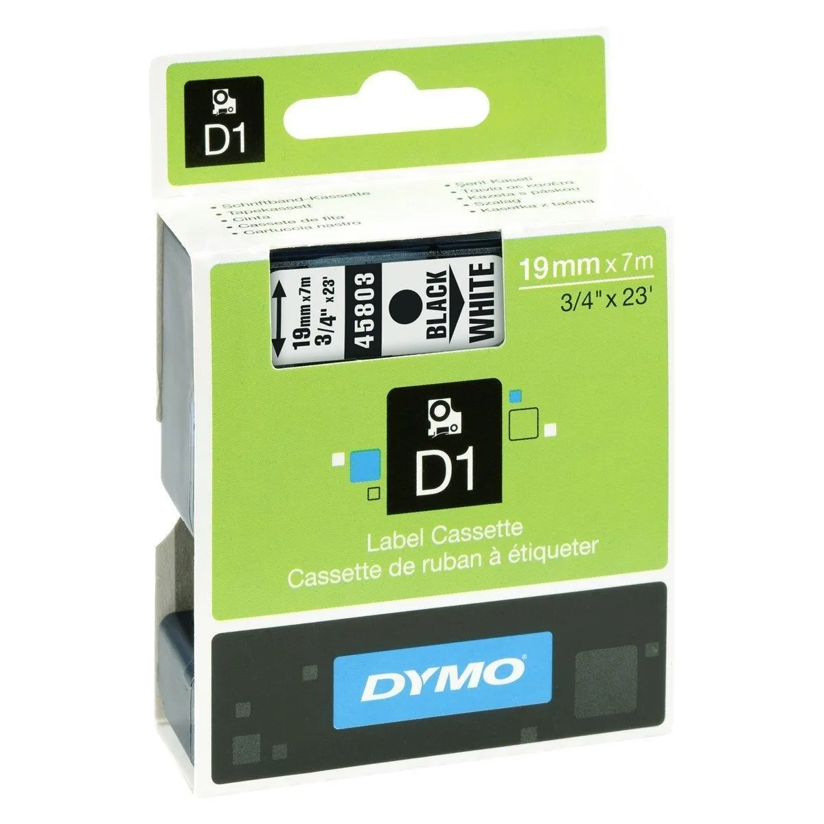 Dymo Cinta Transferencia Térmica D1 Negra sobre Blanco 19mm x 7m para Rotuladora LabelManager