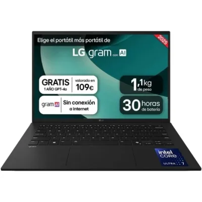 LG Gram 14" Portátil Intel Core Ultra 7 255H - 16GB RAM - 1TB SSD - Negro