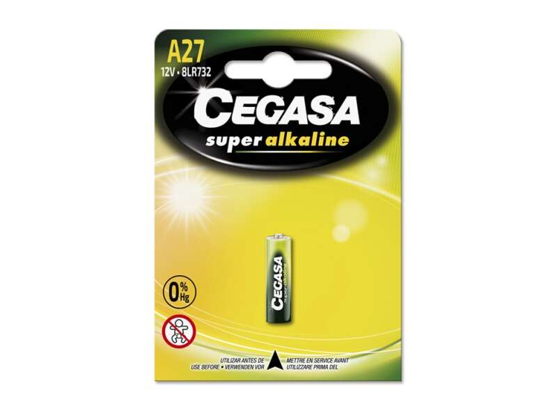 Cegasa A27 Pack De 1 Pila Alcalina A27 12V - Alta Tecnologia - Fiabilidad - Elevado Rendimiento - Maximas Prestaciones