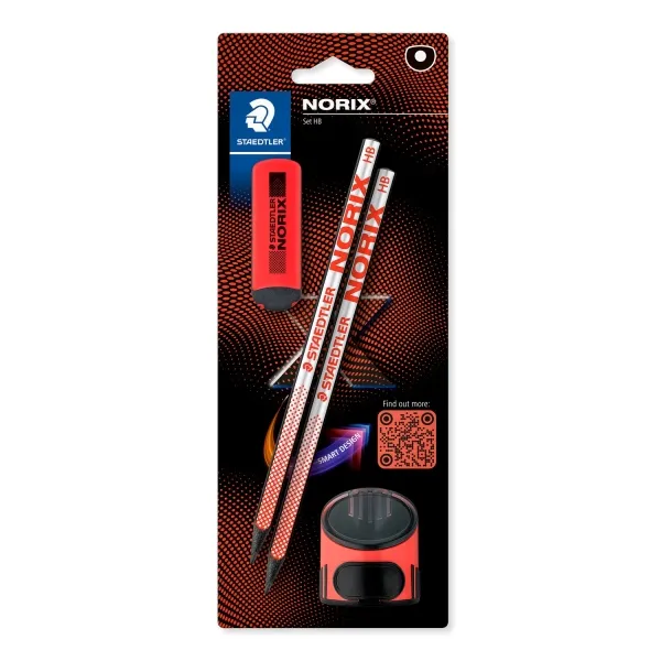 Staedtler Norix Pack de 2 Lápices de Grafito HB con Borrador y Sacapuntas