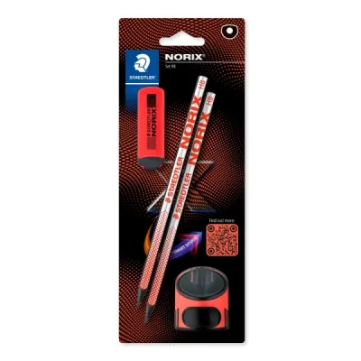Staedtler Norix Pack de 2 Lápices de Grafito HB con Borrador y Sacapuntas